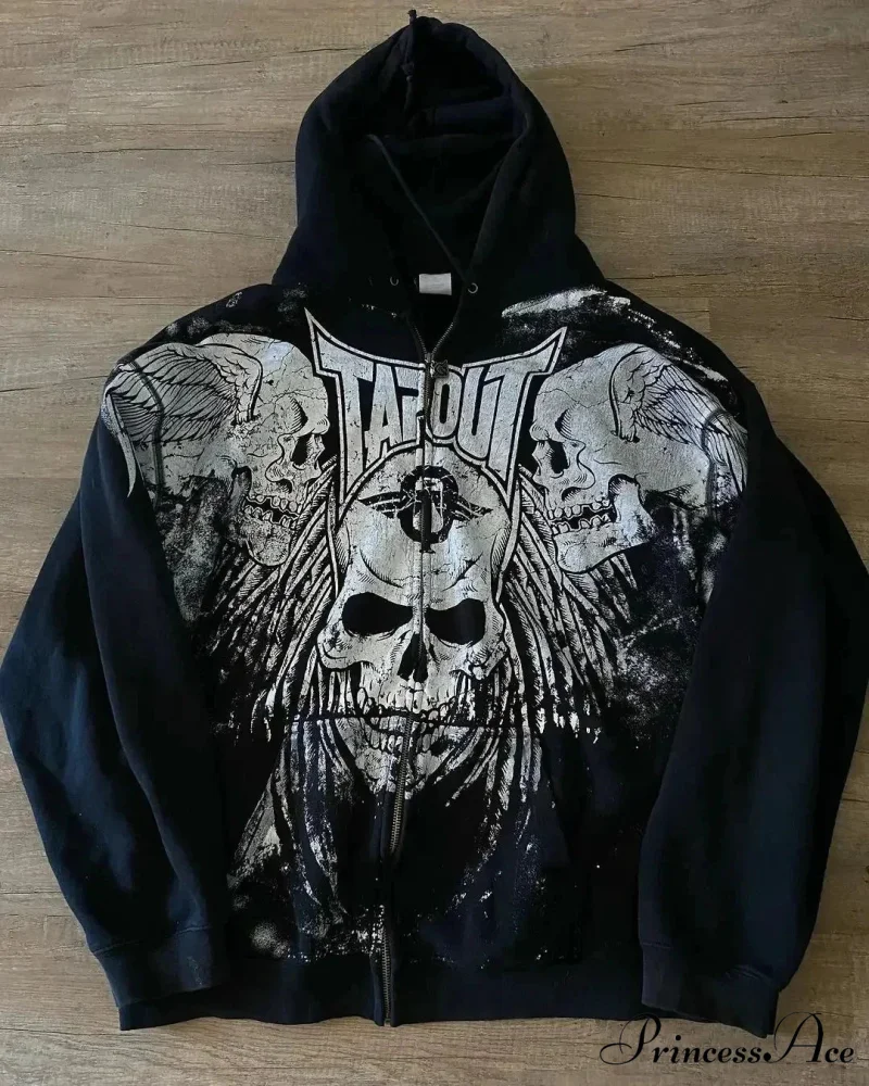 Skull Vintage Zipper Hoodie - Image 4
