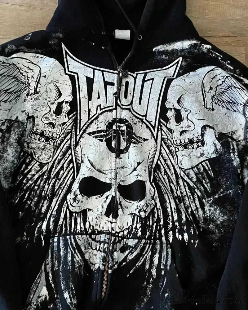 Skull Vintage Zipper Hoodie - Image 5