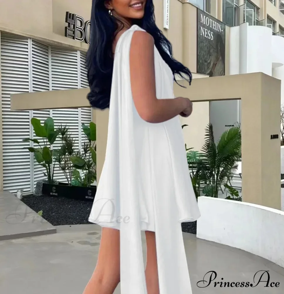 Slanting Shoulder Net Mini Dress - Image 2
