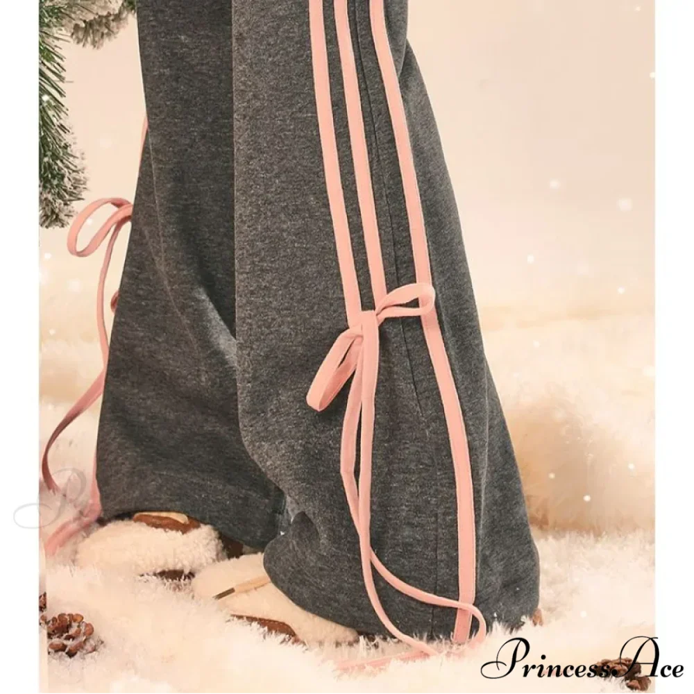 Sleek Informal Grey Athletic Flared Trousers - Image 5