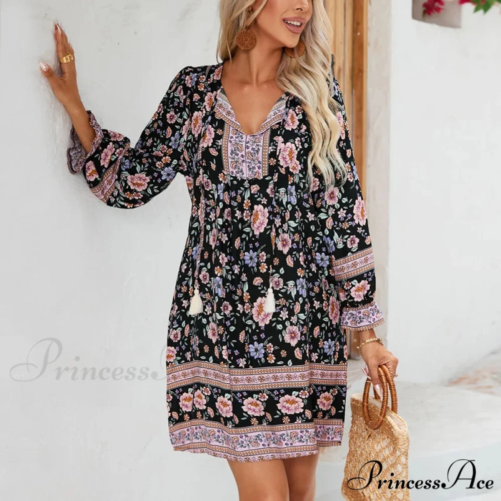 Sleeve Floral Bohemian Dress - Image 2