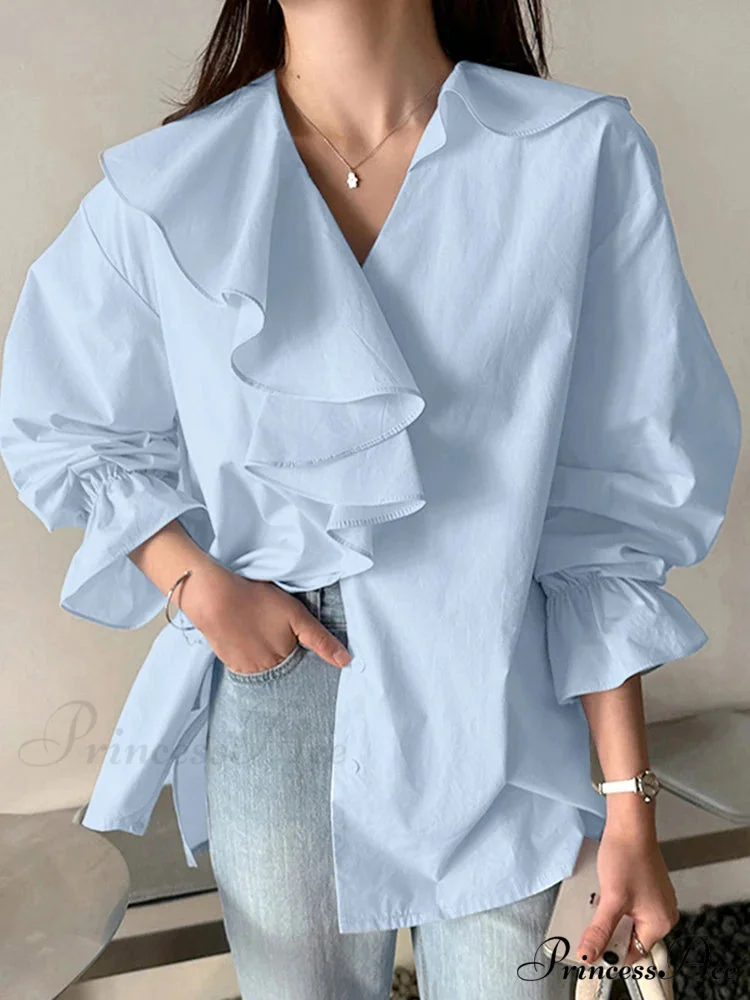Sleeve Ruffled Basic Blouse - Image 3