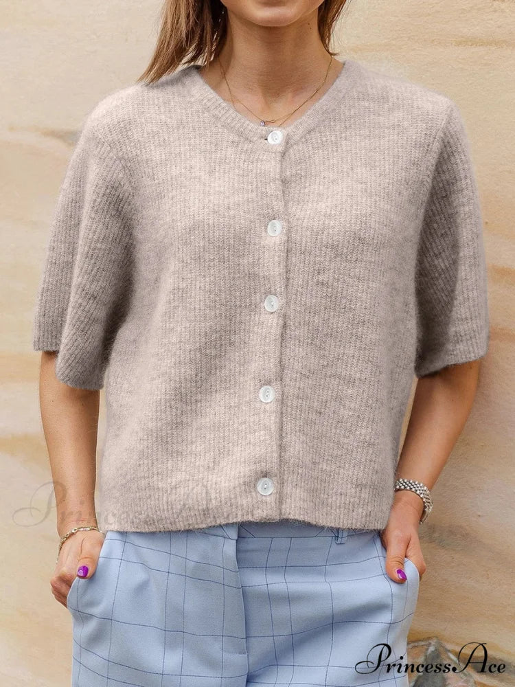 Sleeveless Circular Neck Button-Up Cardigan - Image 10