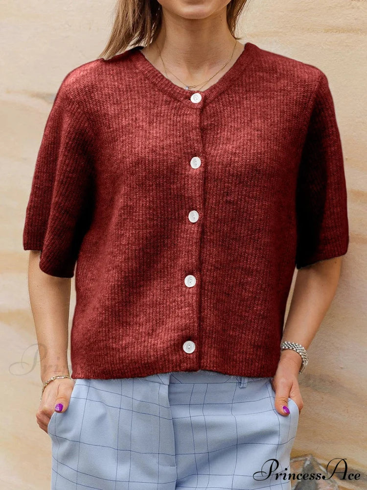 Sleeveless Circular Neck Button-Up Cardigan - Image 11