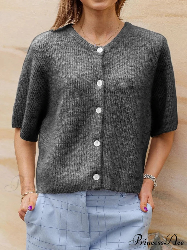 Sleeveless Circular Neck Button-Up Cardigan - Image 12