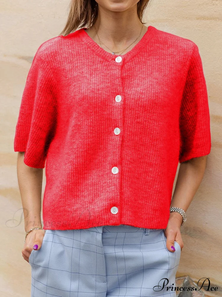 Sleeveless Circular Neck Button-Up Cardigan - Image 6