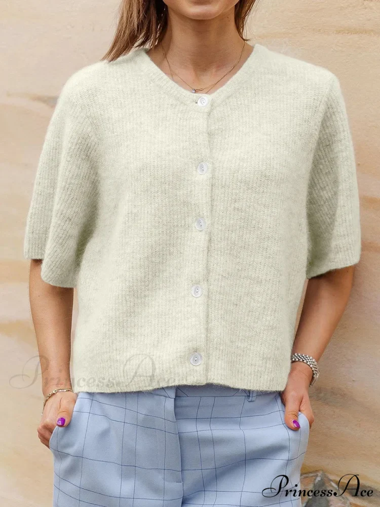 Sleeveless Circular Neck Button-Up Cardigan - Image 8