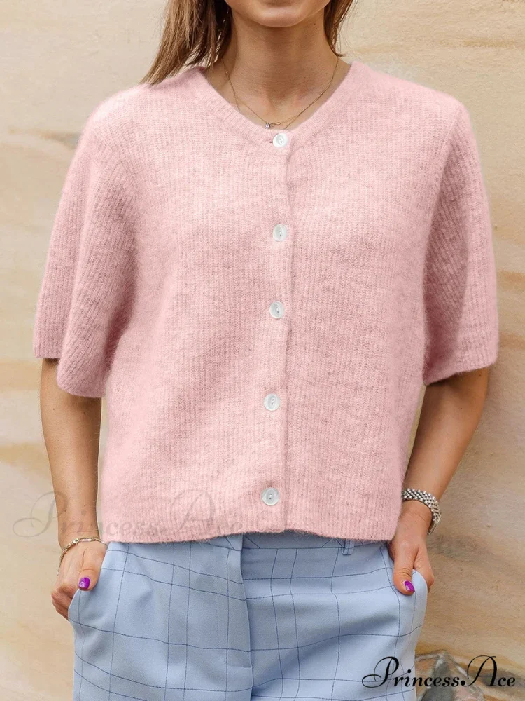 Sleeveless Circular Neck Button-Up Cardigan - Image 9
