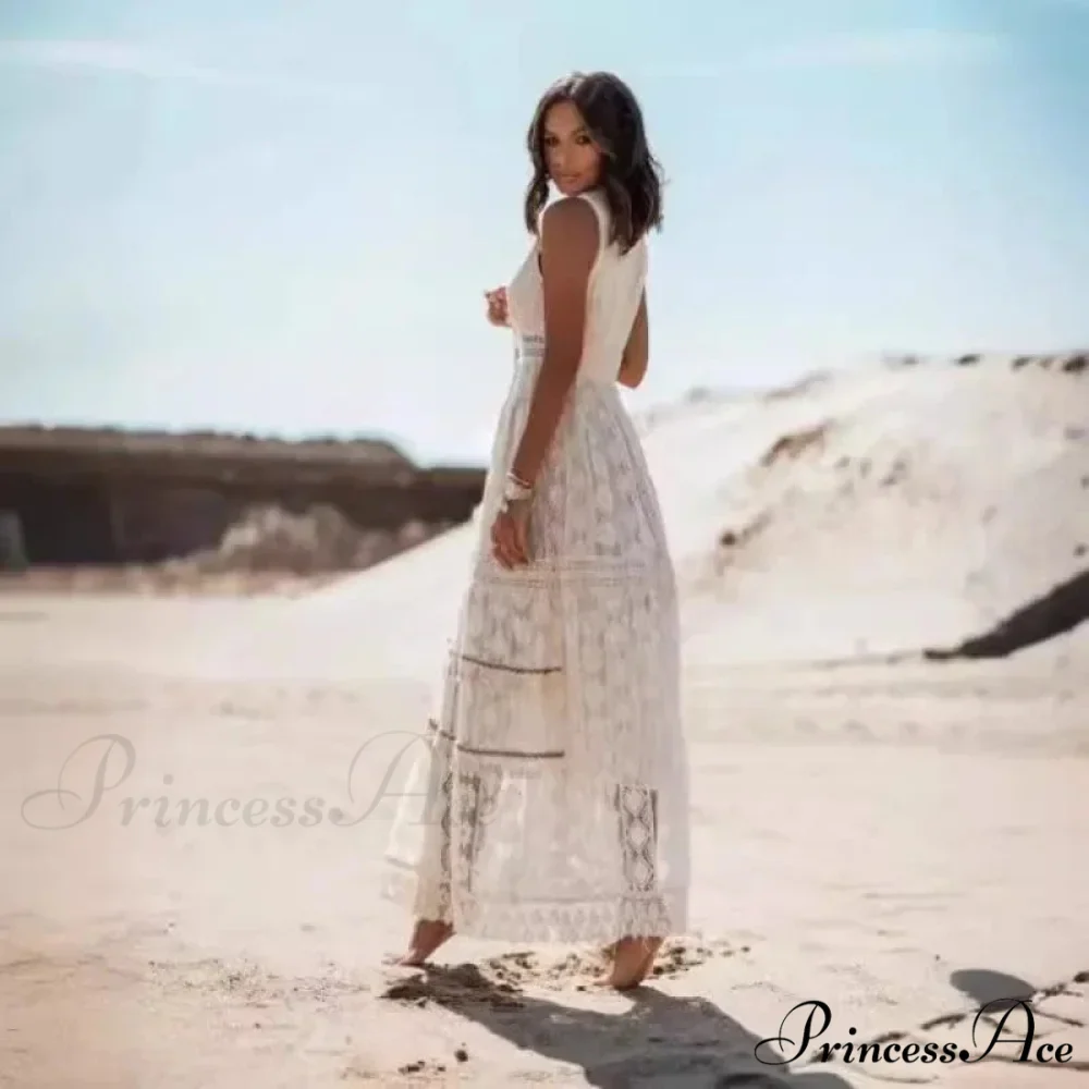 Sleeveless Corded Up Fringe Patchwork Summertime Long Hippie Dress - Image 5