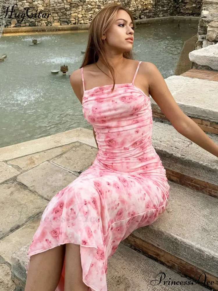 Sleeveless Flowing Botanical Pattern Long Floral Dress - Image 4