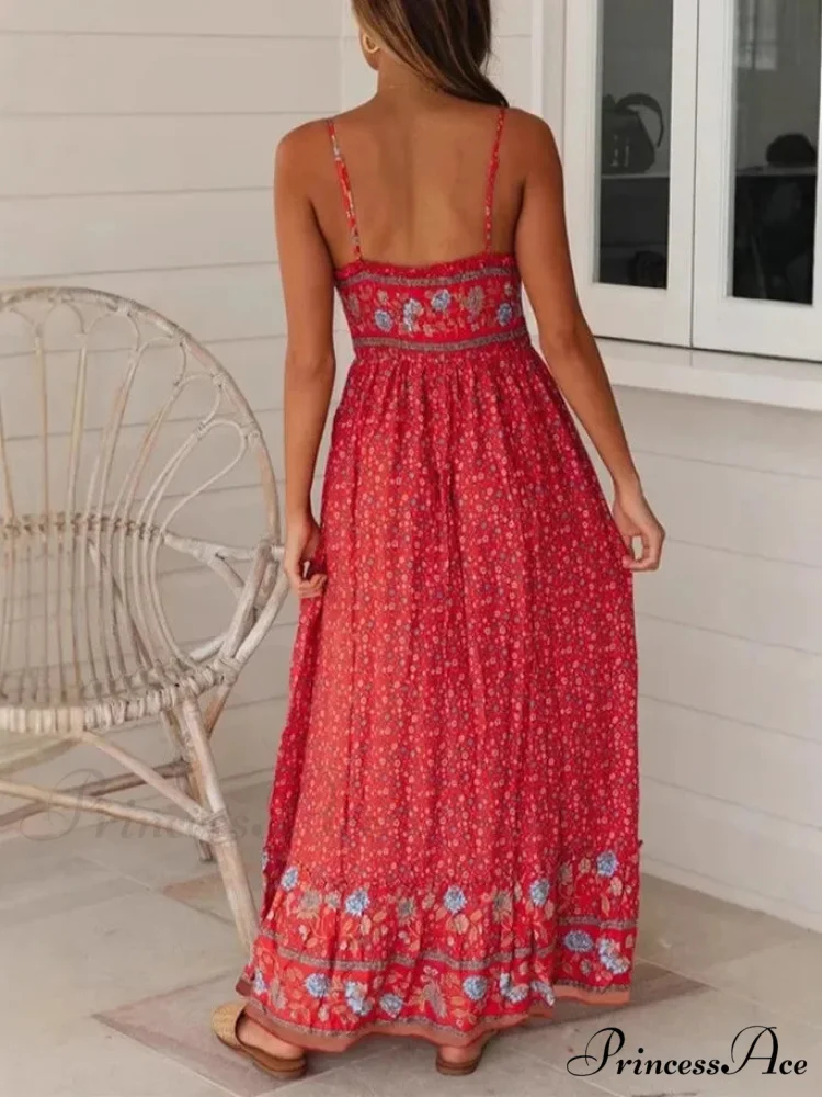 Sleeveless Holiday Summer Long Beach Boho Dress - Image 2