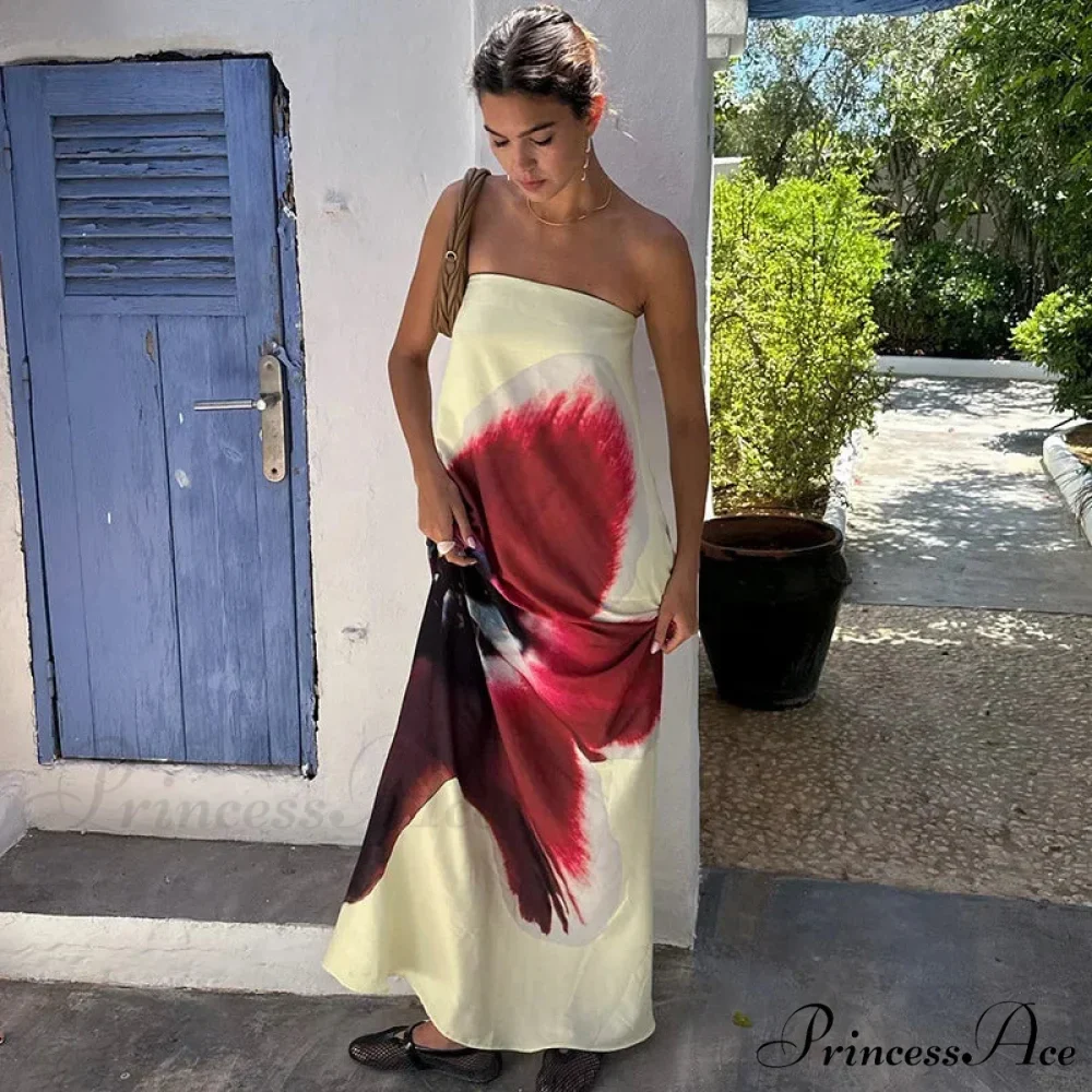 Sleeveless Off-The-Shoulder Patterned Flower Dress - Image 2
