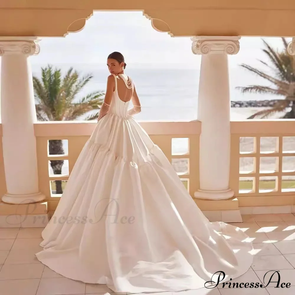 Sleeveless Silk Extended Trail Bridal Gown - Image 2