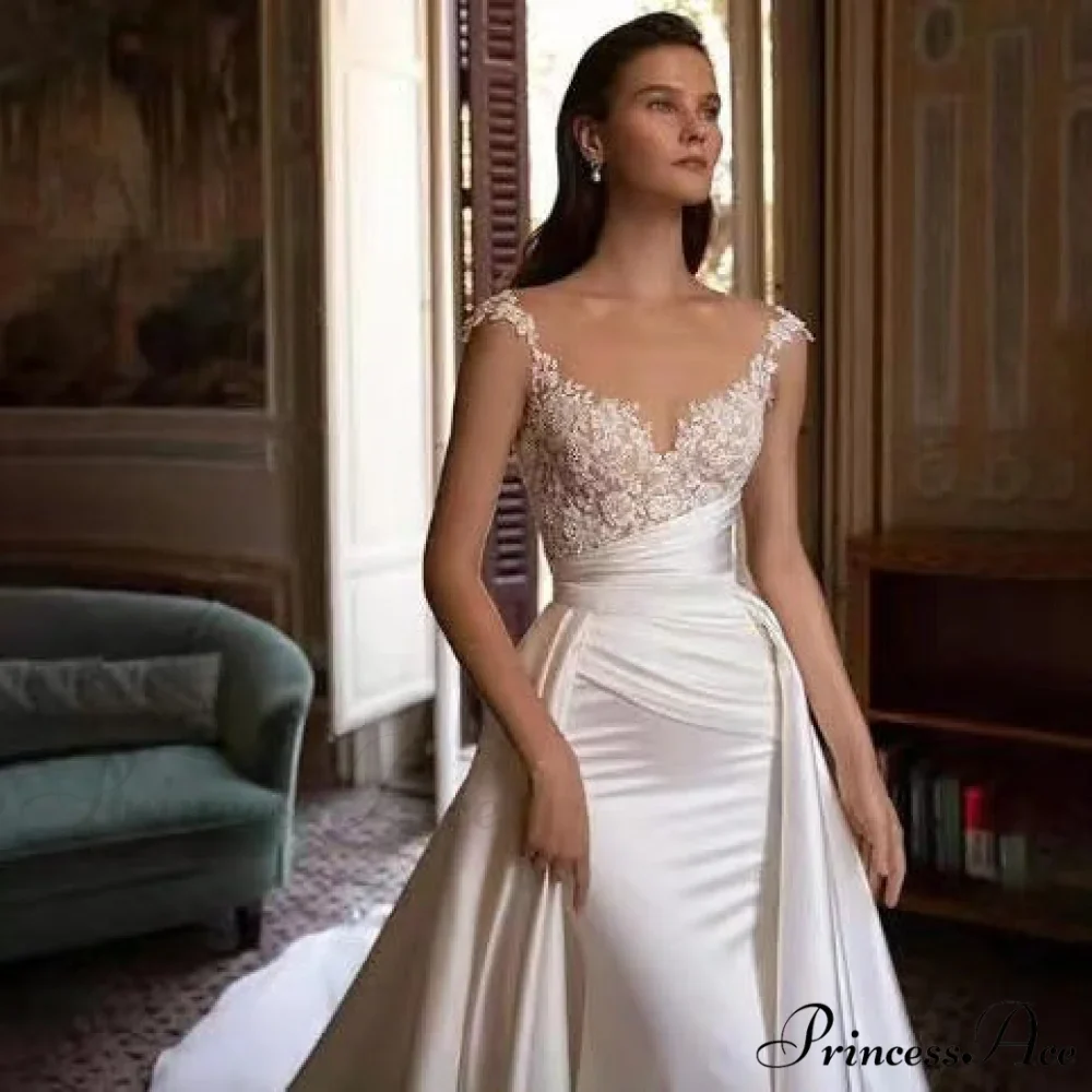 Sleeveless Silk Trumpet Bridal Wedding Gown - Image 2