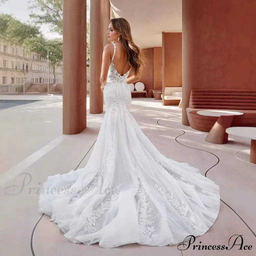 Sleeveless Silk Trumpet Bridal Wedding Gown - Image 2
