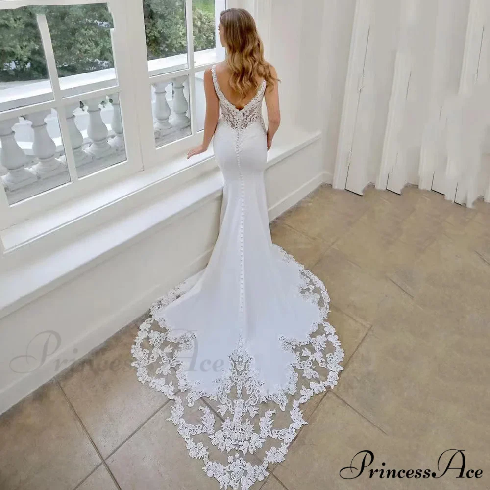 Sleeveless Silk Trumpet Bridal Wedding Gown - Image 2