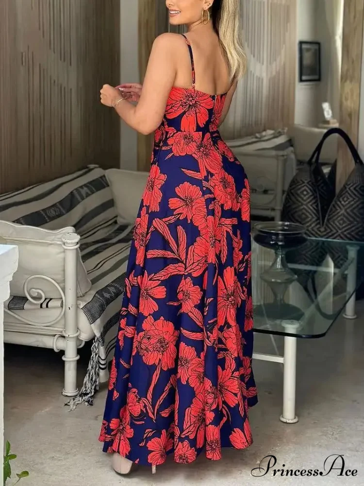 Sleeveless Spaghetti Strap Floral Beach Dress - Image 2