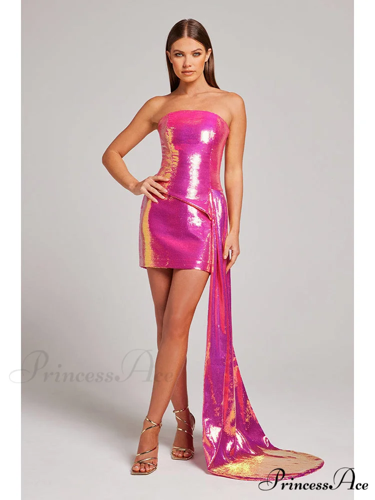 Sleeveless Sparkling Sash Two Piece Prom Gown - Image 5