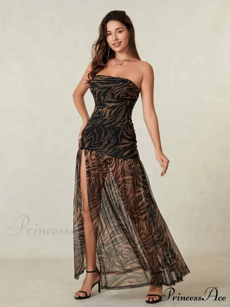 Sleeveless Tall Split Mesh Hem Floral Dress - Image 7