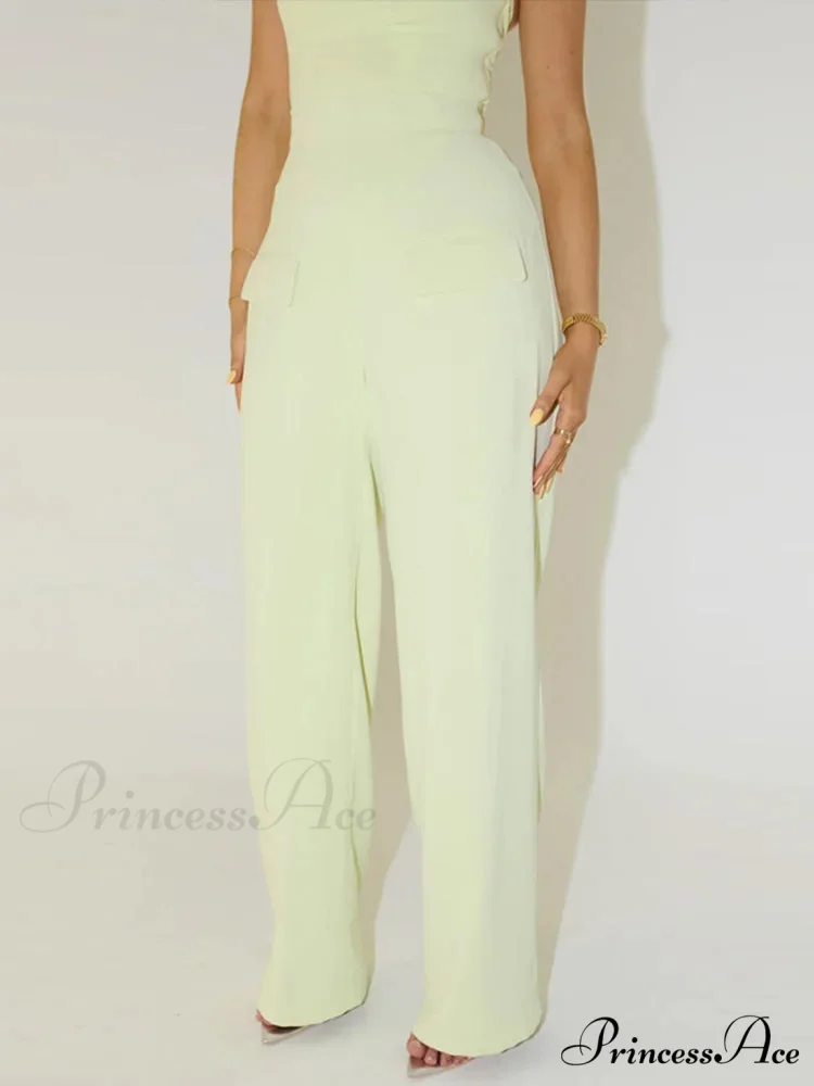 Sleeveless Top Broad Leg High Rise Office Two Piece Set - Image 6