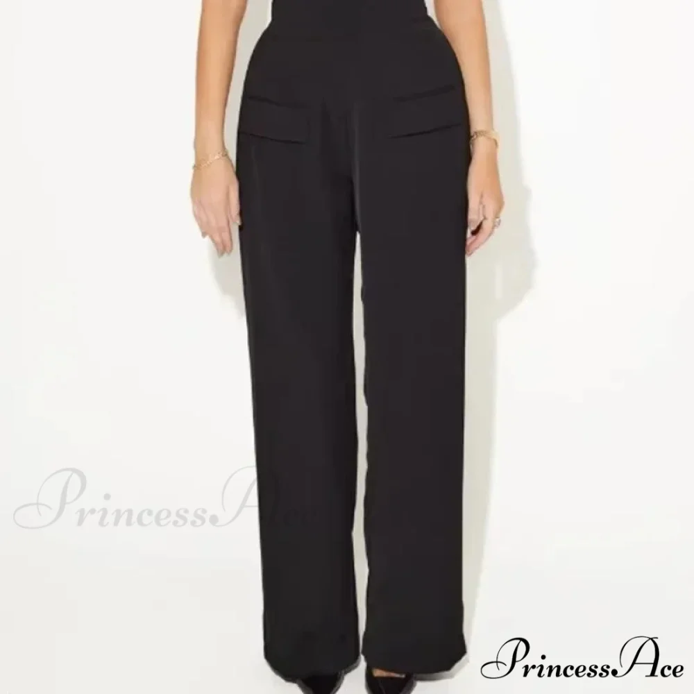 Sleeveless Top Broad Leg High Rise Office Two Piece Set - Image 9