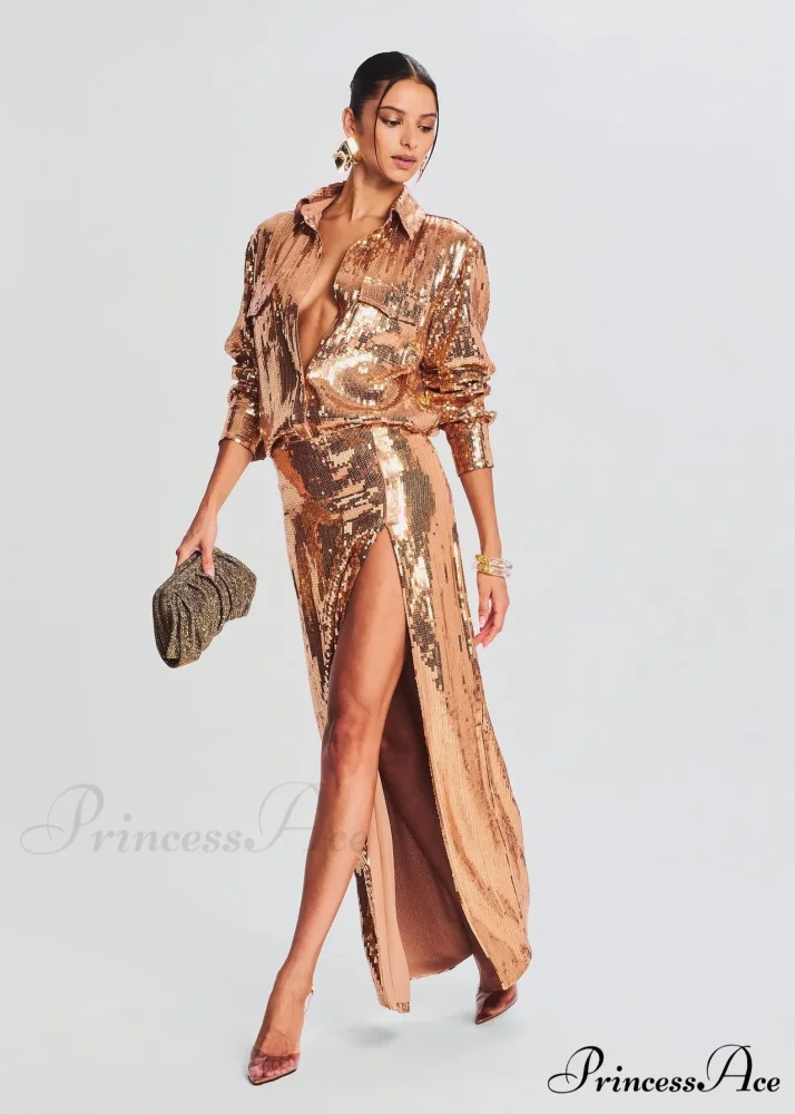 Sleeveless Trim Sequin Celebration Prom Dress - Image 5