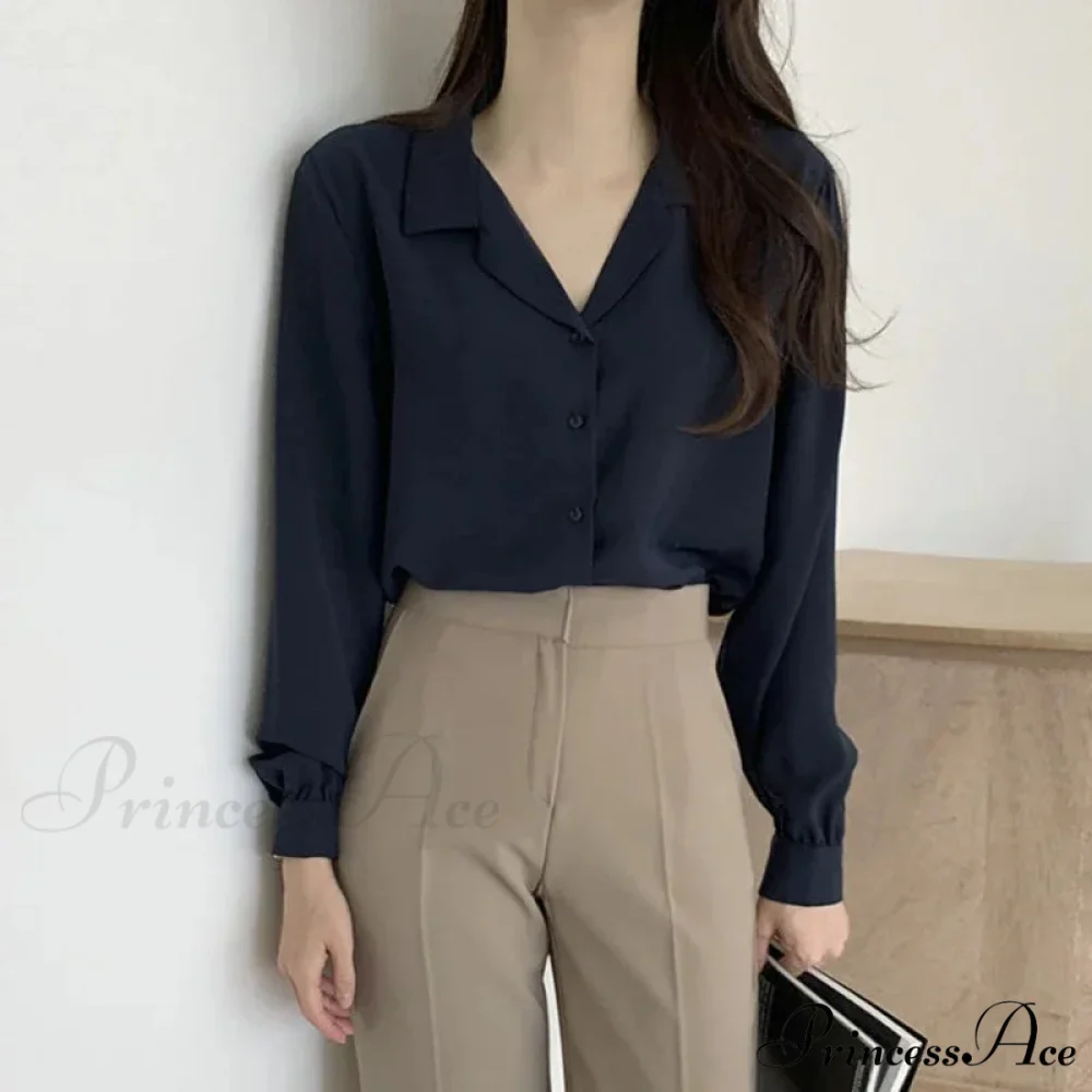 Slim Monochromatic Extended Sleeve Fold Over Collar Top - Image 5