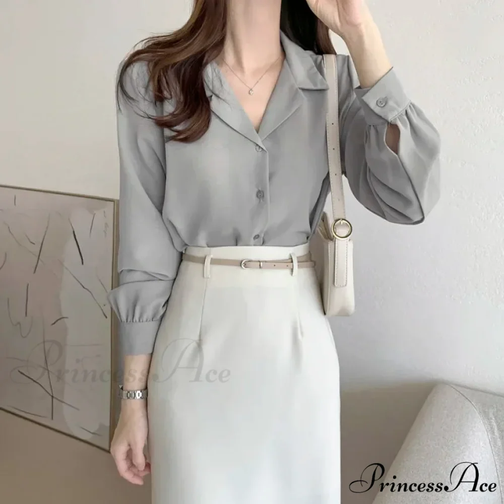 Slim Monochromatic Extended Sleeve Fold Over Collar Top - Image 7