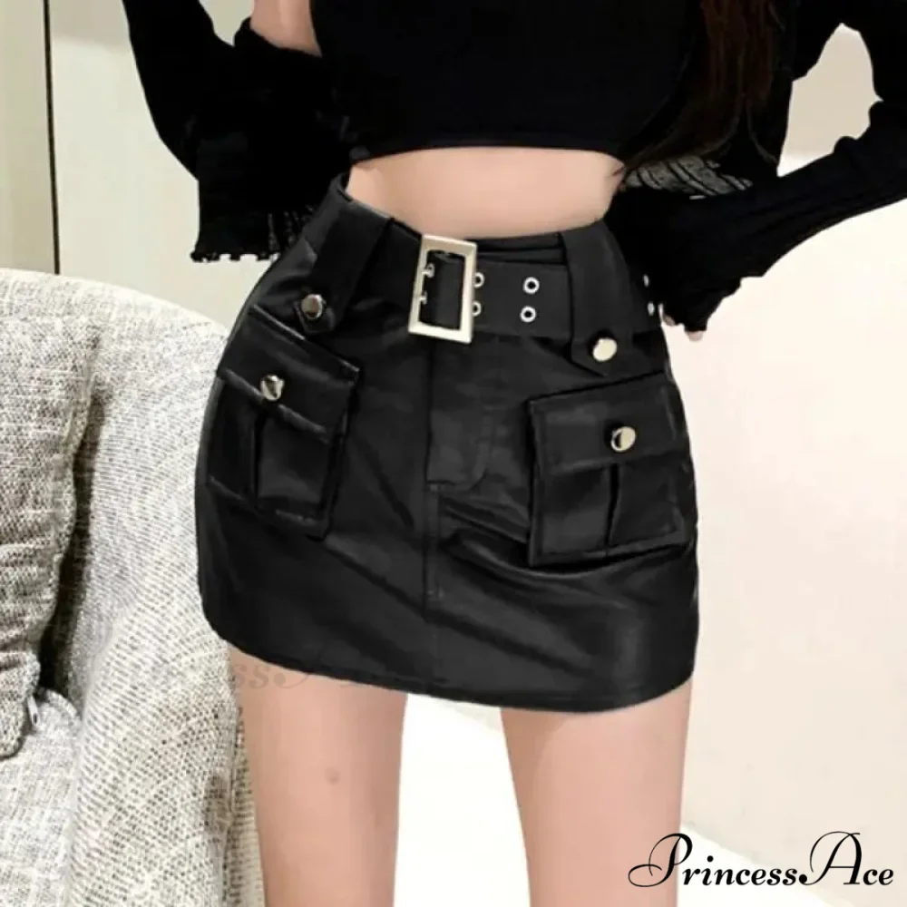 Slim Pocket Encase Faux Leather Skirt - Image 2