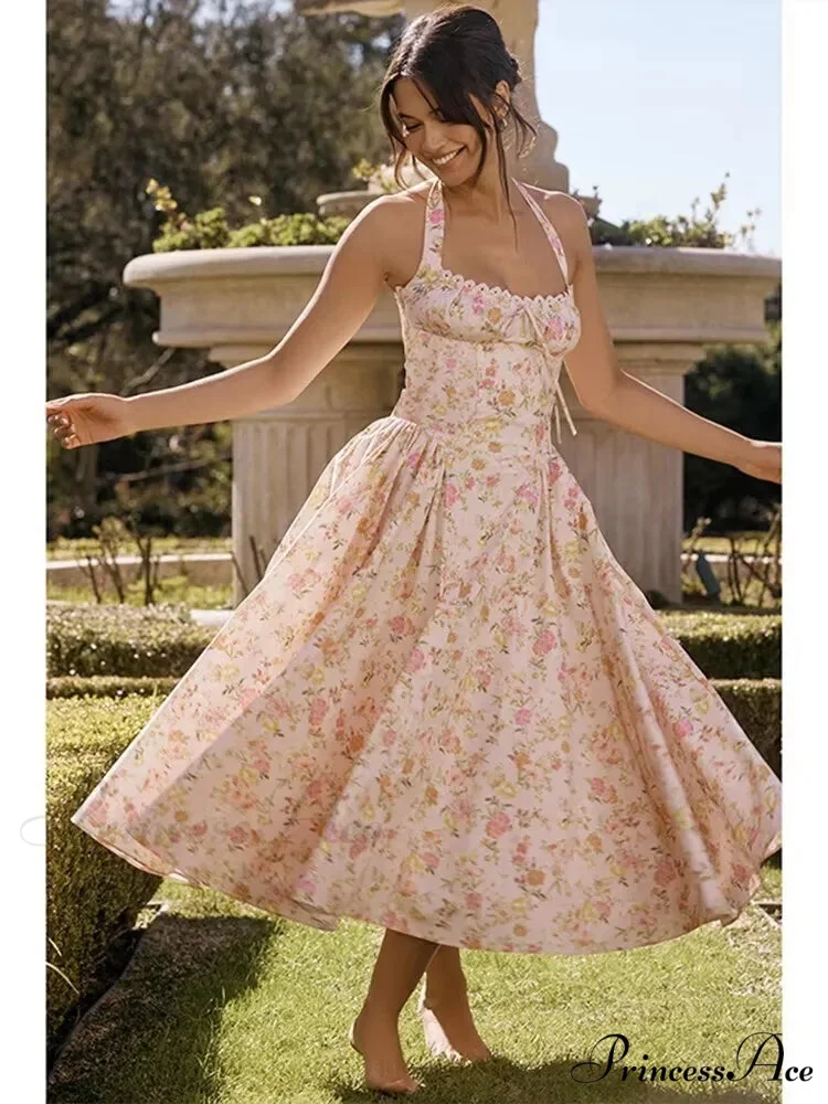 Slim Wrap Spaghetti Strap Pattern Floral Dress - Image 10