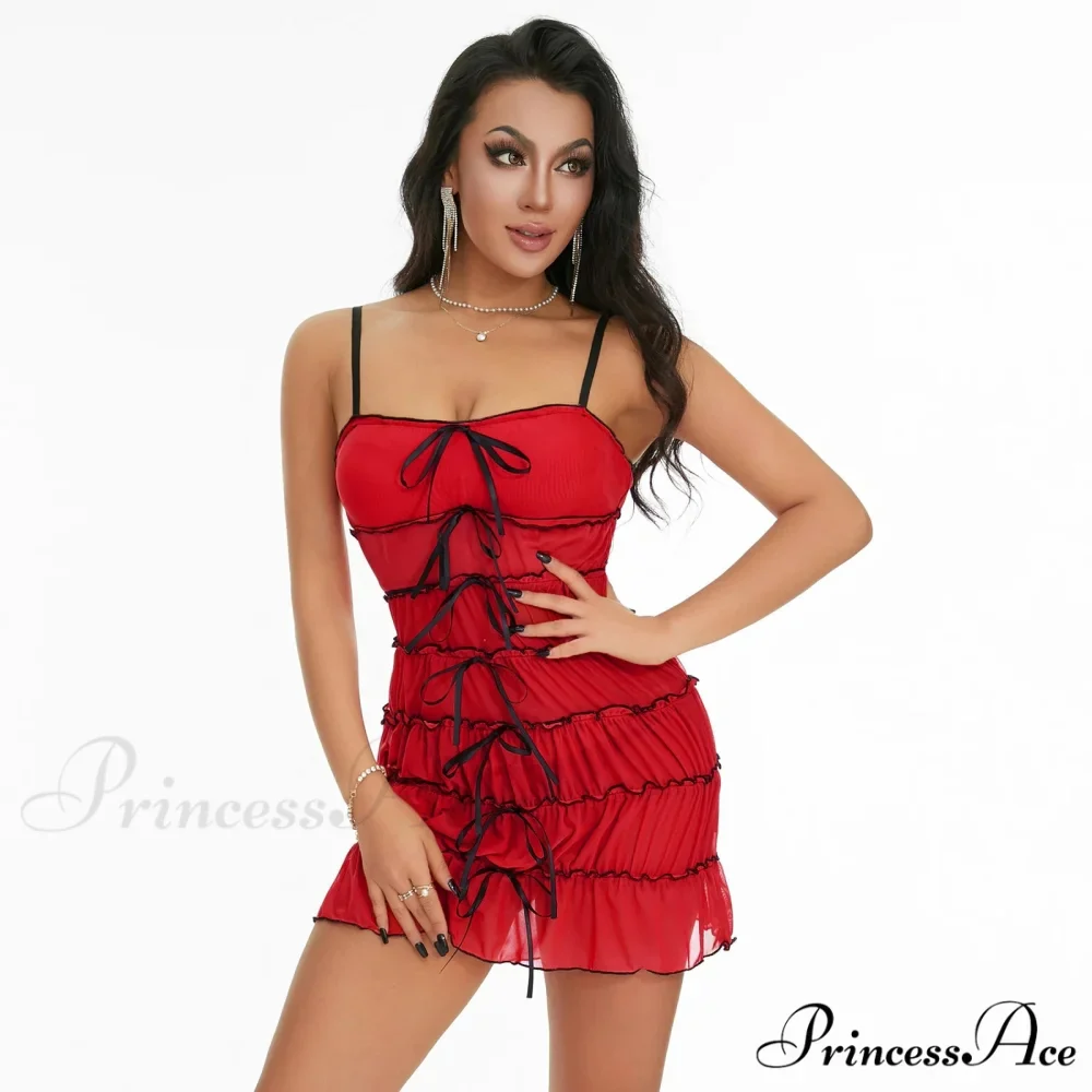 Sling Folded Sheer Mini Dress - Image 11