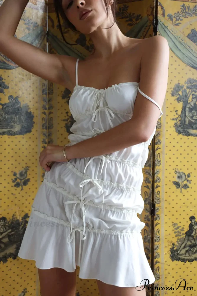 Sling Folded Sheer Mini Dress - Image 4