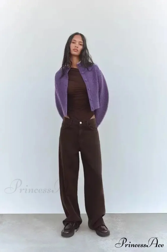 Sluggish Baggy Tall Neck Long Sleeve Cardigan - Image 2