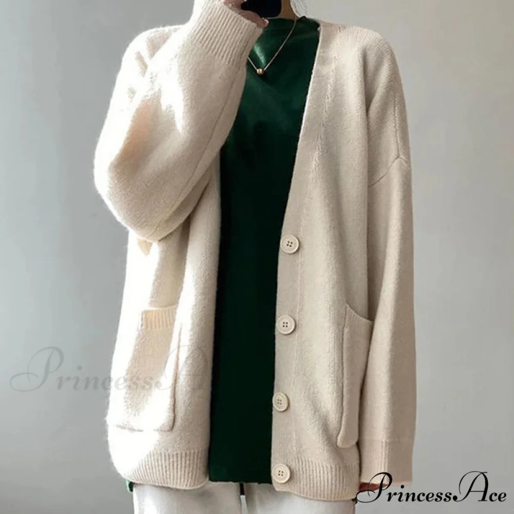 Sluggish Breeze Gold Solo-Buttoned Knitted Cardigan - Image 3