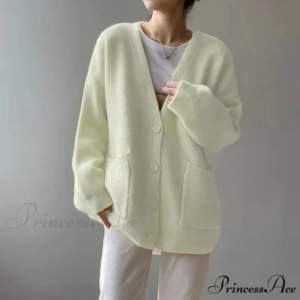 Sluggish Breeze Gold Solo-Buttoned Knitted Cardigan - Image 7