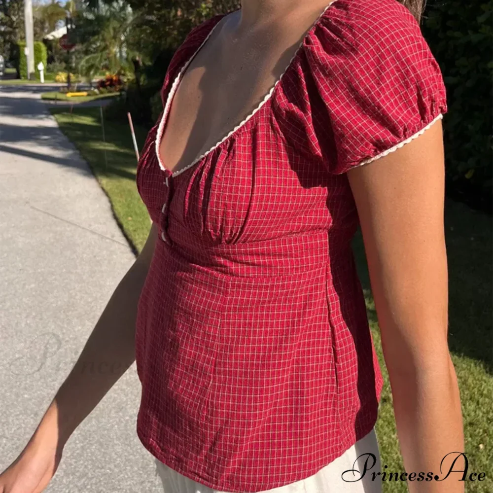 Small Plaid Brief Crop Top - Image 4