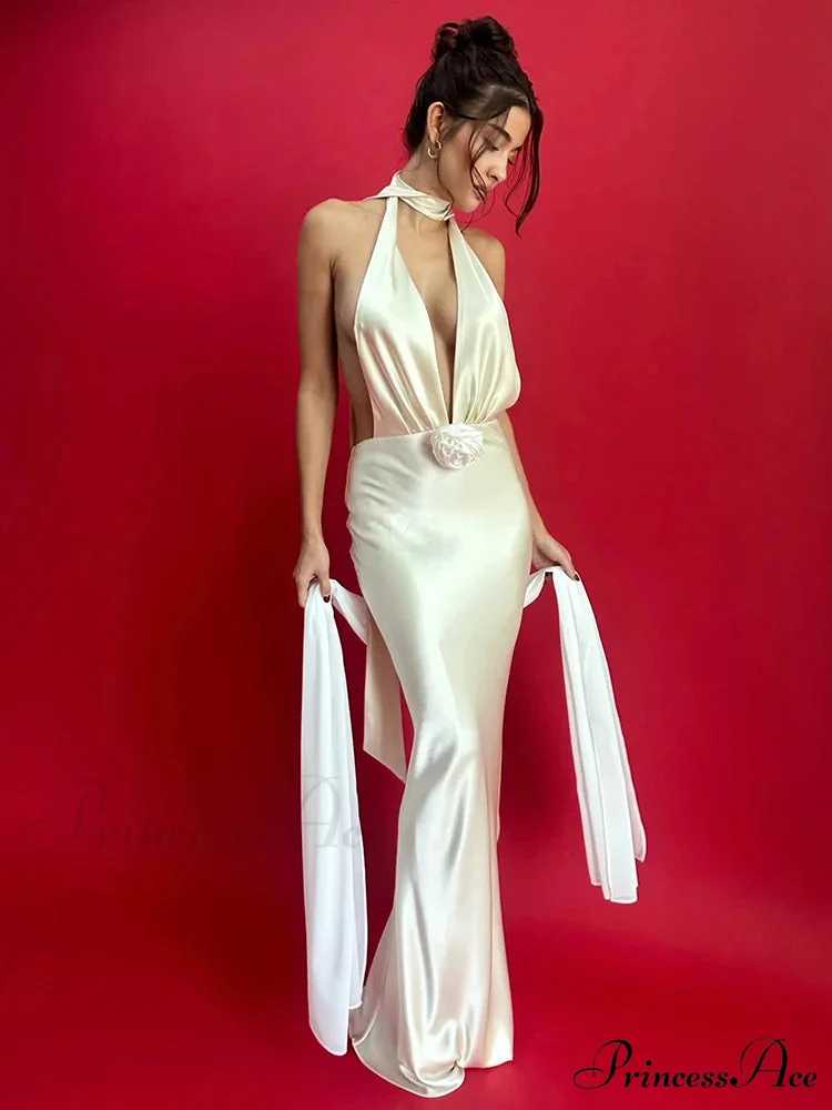 Smooth Deep V Neck Holiday Dress
