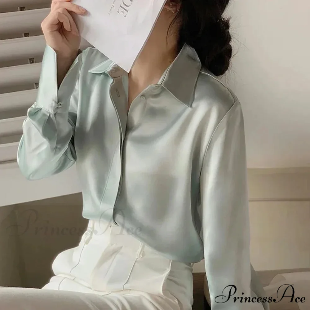 Smooth Long Sleeve French Style Office Lady Blouse - Image 3
