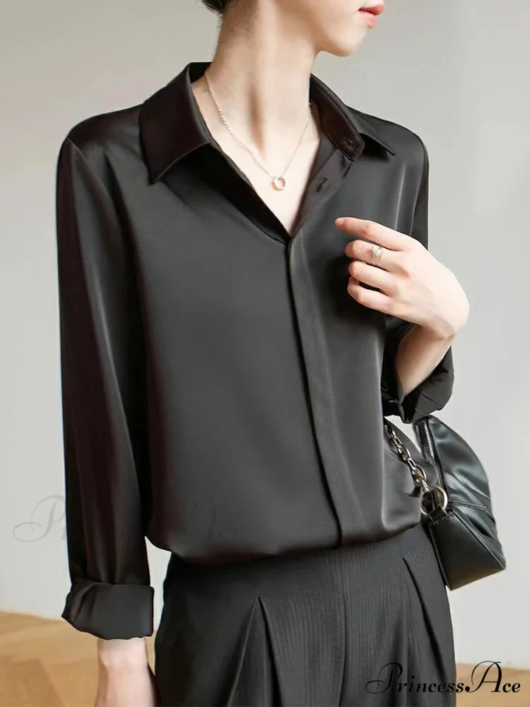 Smooth Long Sleeve French Style Office Lady Blouse - Image 5
