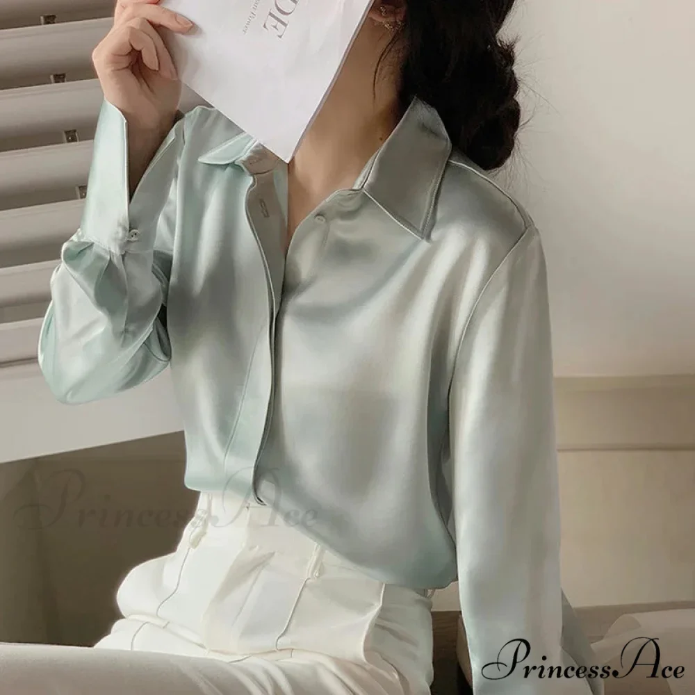 Smooth Long Sleeve French Style Office Lady Blouse - Image 6