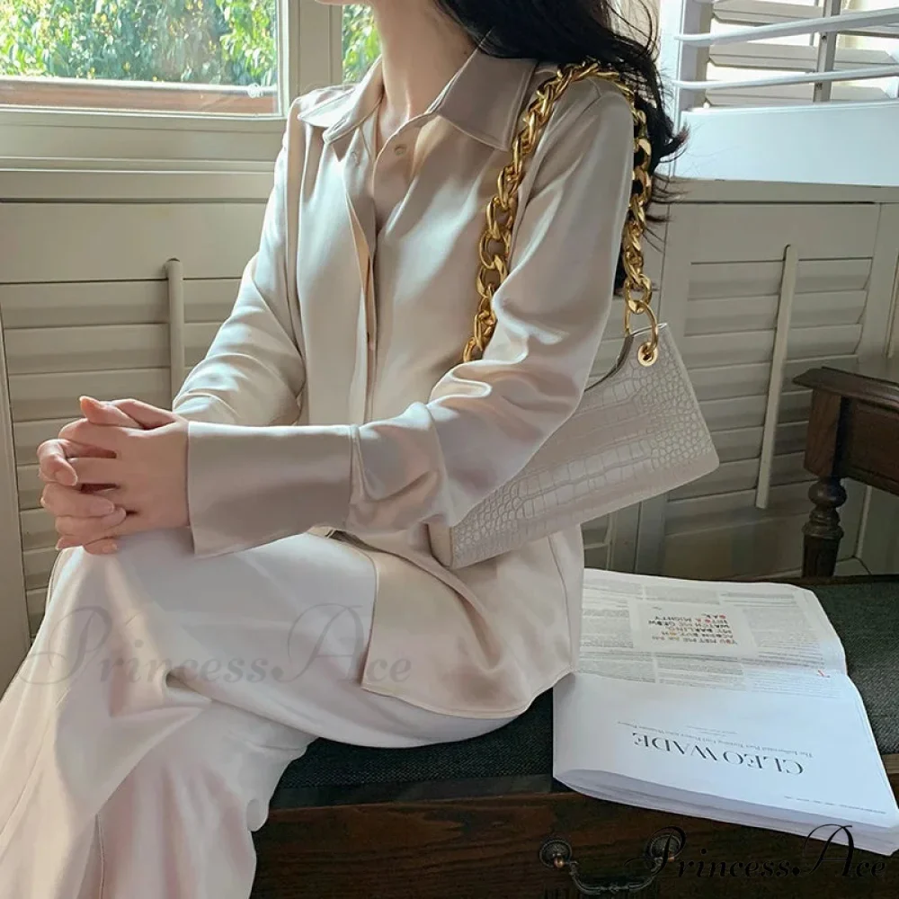 Smooth Long Sleeve French Style Office Lady Blouse - Image 7