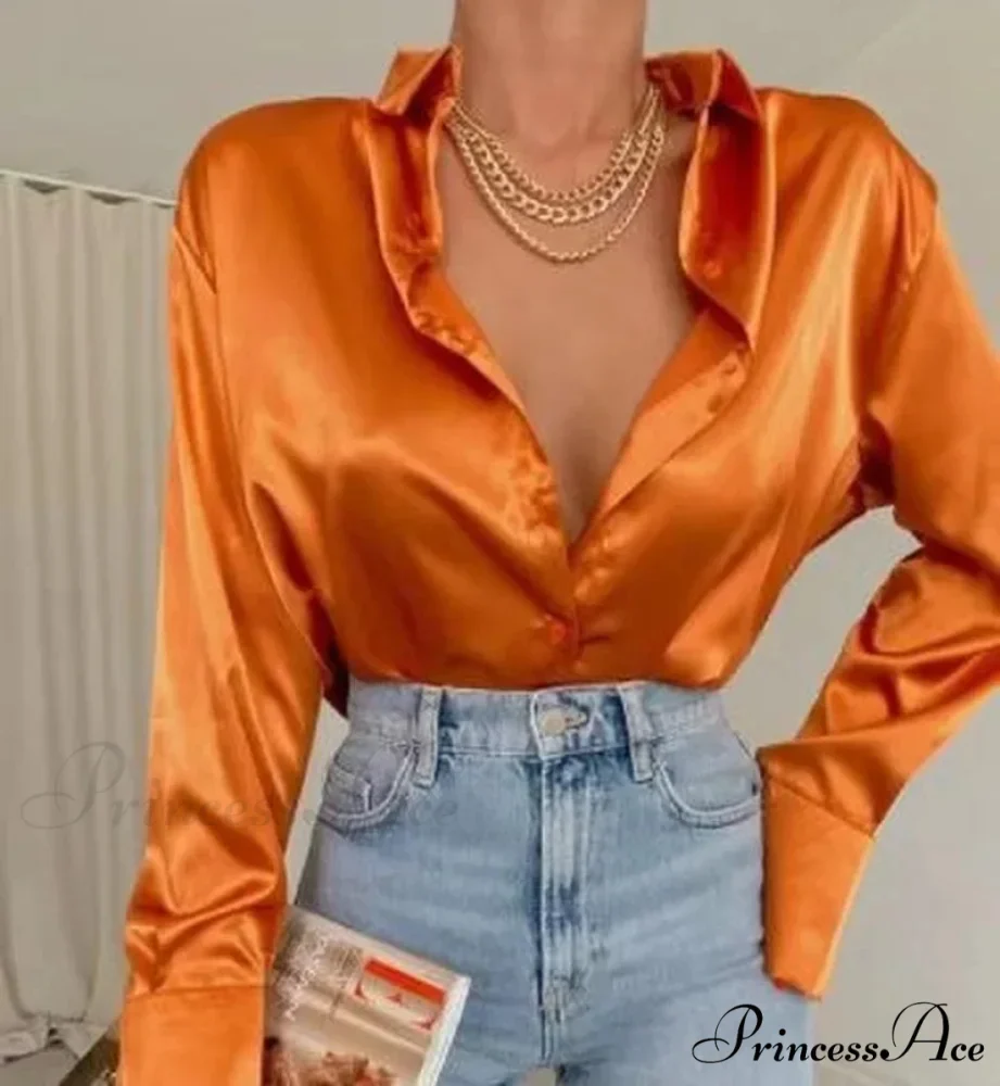 Smooth Long Sleeve Retro Azure Blouse - Image 7