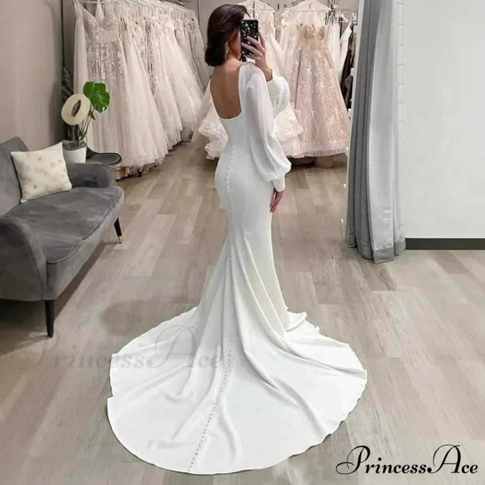 Smooth Mermaid Outdoor Bridal Wedding Gown - Image 3