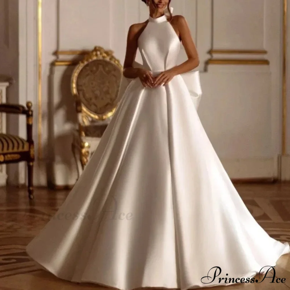 Smooth Opening Halter Neck Wedding Gown - Image 2