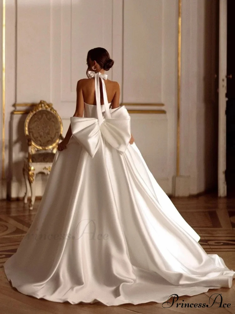 Smooth Opening Halter Neck Wedding Gown - Image 3