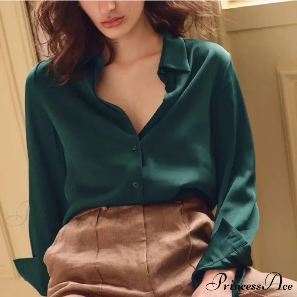 Smooth Solid Extended Sleeve Turtleneck Blouse - Image 4