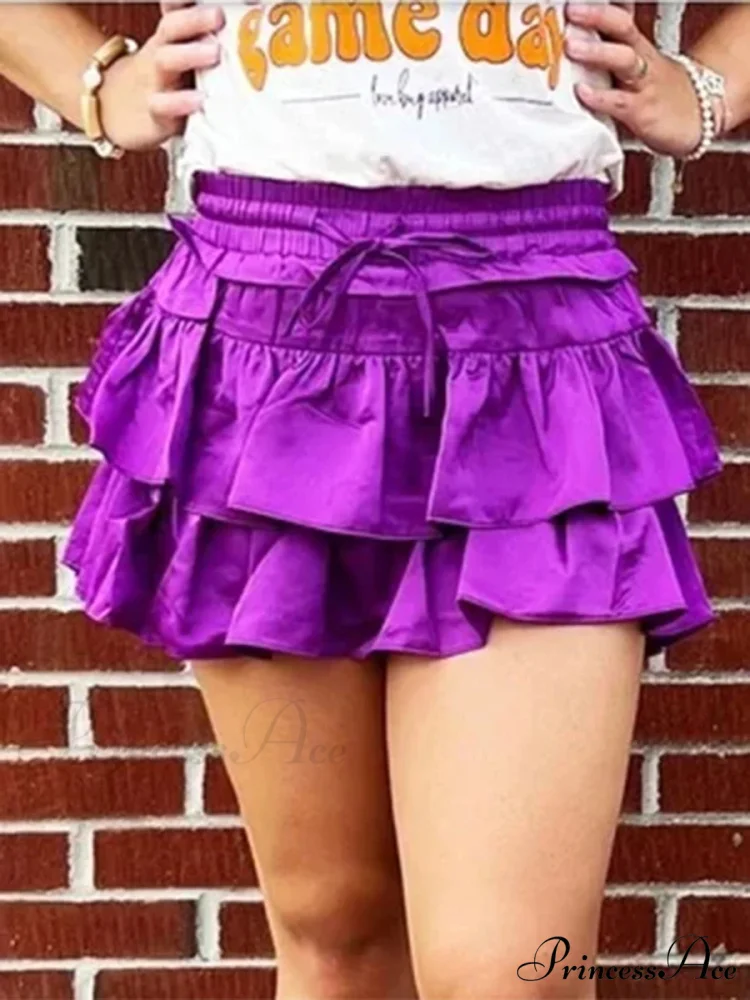 Smooth Tiered Flared Pleated Skirt - Image 11