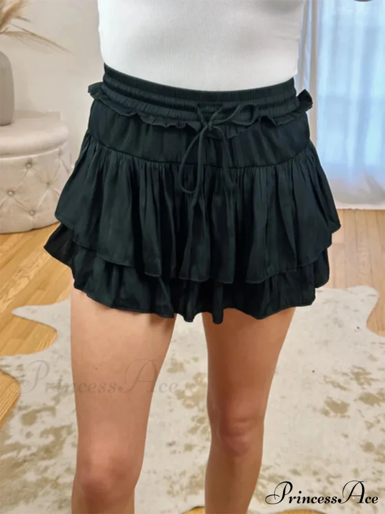 Smooth Tiered Flared Pleated Skirt - Image 3