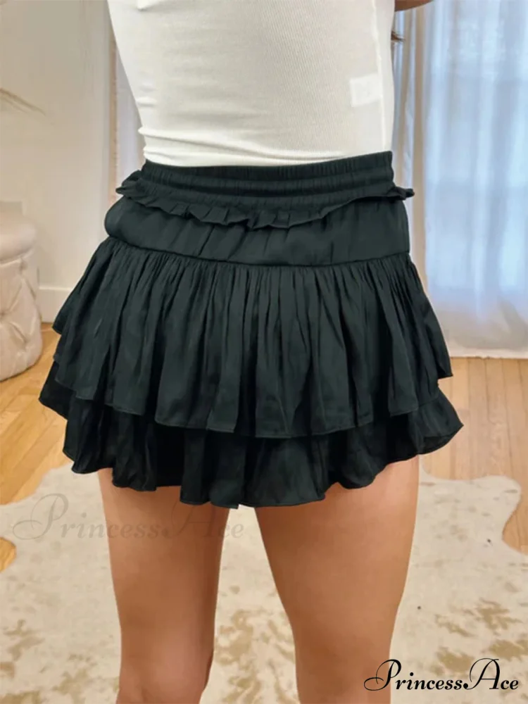 Smooth Tiered Flared Pleated Skirt - Image 4