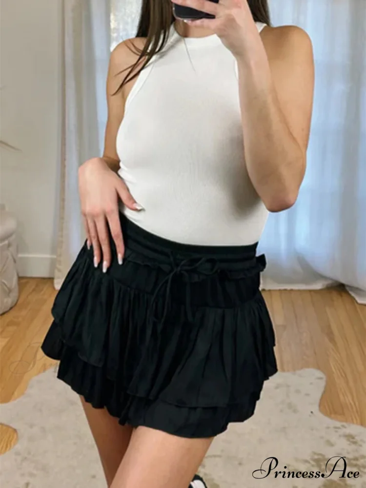 Smooth Tiered Flared Pleated Skirt - Image 7